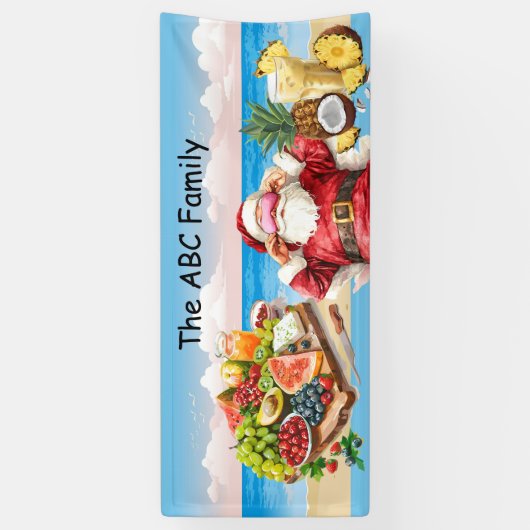 Sinterklaas op het strand Kerstmis in juli Feest Spandoek (Verticaal)