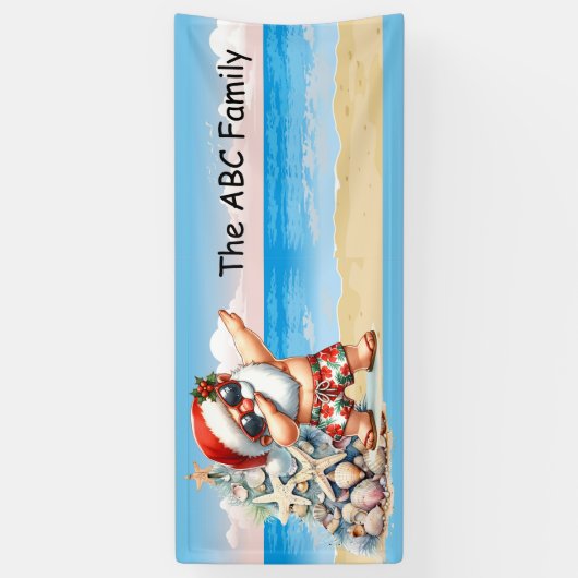Sinterklaas op het strand Kerstmis in juli Feest Spandoek (Verticaal)