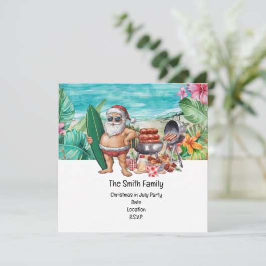 Sinterklaas op het strand Kerstmis in juli Kaart (Staand voorkant)