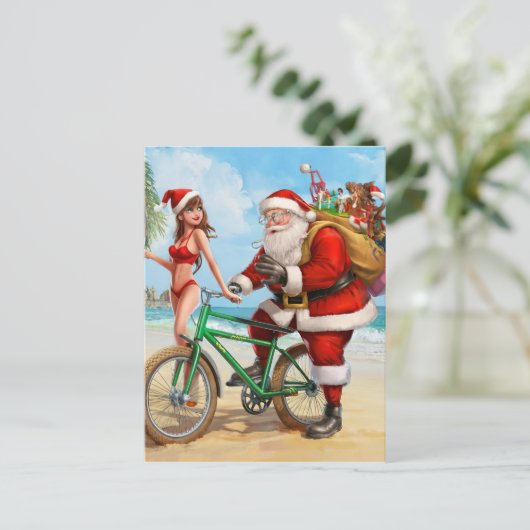 Sinterklaas op het strand, Vrolijk kerstfeest! Briefkaart (Staand voorkant)