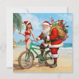 Sinterklaas op het strand, Vrolijk kerstfeest! Kaart
