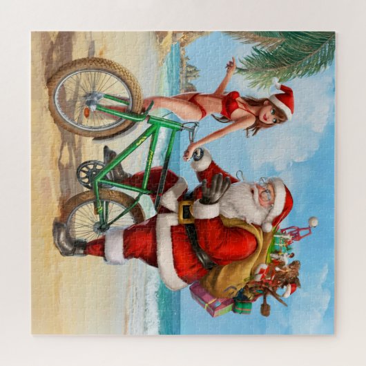 Sinterklaas op het strand, Vrolijk kerstfeest! Legpuzzel (Horizontaal)