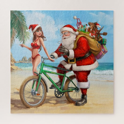 Sinterklaas op het strand, Vrolijk kerstfeest! Legpuzzel (Verticaal)