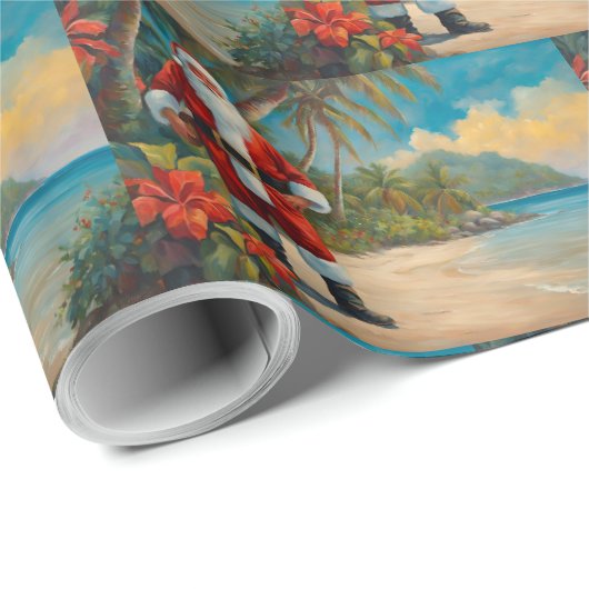 Sinterklaas op het tropische strand cadeaupapier (Rol Hoek)