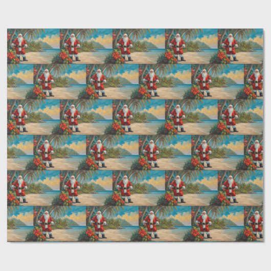 Sinterklaas op het tropische strand cadeaupapier (Vlak)