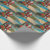 Sinterklaas op het tropische strand cadeaupapier (Hoek)