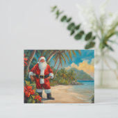 Sinterklaas op het tropische strand feestdagenkaart (Staand voorkant)