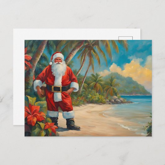Sinterklaas op het tropische strand feestdagenkaart (Voorkant / Achterkant)