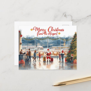 Sinterklaas op het vliegveld briefkaart