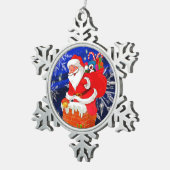 Sinterklaas op het werk tin sneeuwvlok ornament (Rechts)