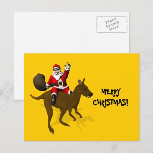 Sinterklaas op Kangaroo Feestdagenkaart (Voorkant / Achterkant)