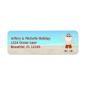 Sinterklaas op kerstfeestdag met strand etiket (Voorkant)