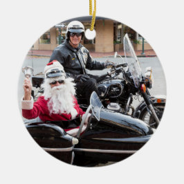 Sinterklaas op motorfiets keramisch ornament