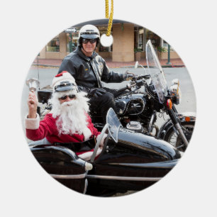 Sinterklaas op motorfiets keramisch ornament