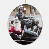 Sinterklaas op motorfiets keramisch ornament (Links)