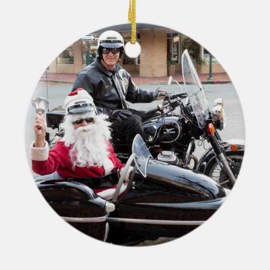 Sinterklaas op motorfiets keramisch ornament (Achterkant)