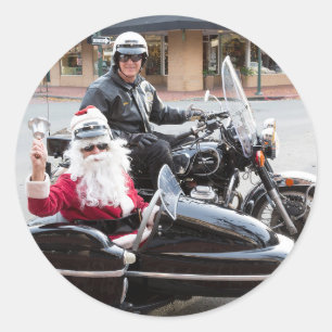 Sinterklaas op motorfiets ronde sticker