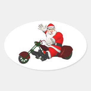 Sinterklaas op motorrijtuig ovale sticker