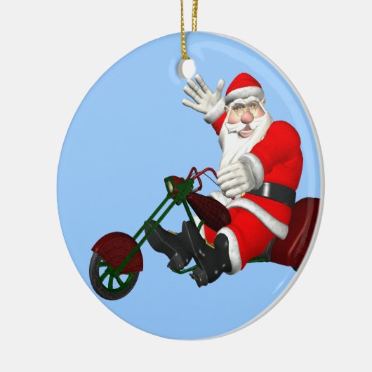 Sinterklaas op motortrede keramisch ornament (Links)