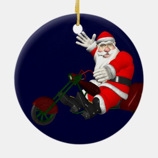 Sinterklaas op motortrede keramisch ornament (Achterkant)