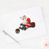 Sinterklaas op motortrede ovale sticker (Envelop)