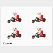 Sinterklaas op motortrede ovale sticker (Vel)