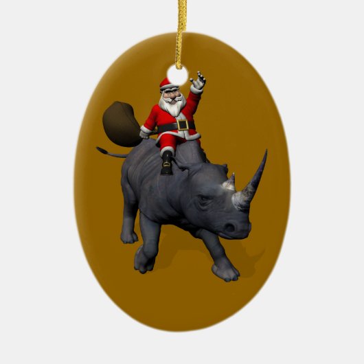 Sinterklaas op Rhinoceros Keramisch Ornament (Voorkant)