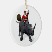 Sinterklaas op Rhinoceros Rhino Keramisch Ornament (Rechts)