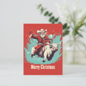 Sinterklaas op Rodeo Bull rijden Briefkaart (Staand voorkant)