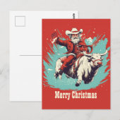 Sinterklaas op Rodeo Bull rijden Briefkaart (Voorkant / Achterkant)
