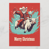 Sinterklaas op Rodeo Bull rijden Feestdagenkaart (Voorkant)