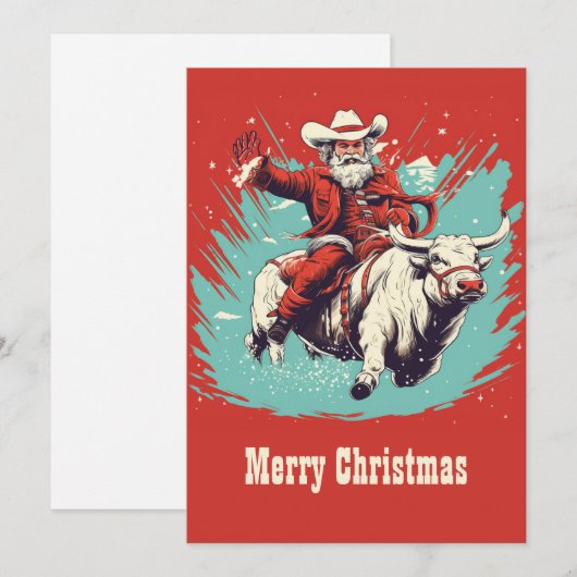 Sinterklaas op Rodeo Bull rijden Feestdagenkaart (Voorkant / Achterkant)