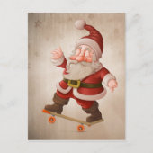 Sinterklaas op skateboard feestdagenkaart (Voorkant)