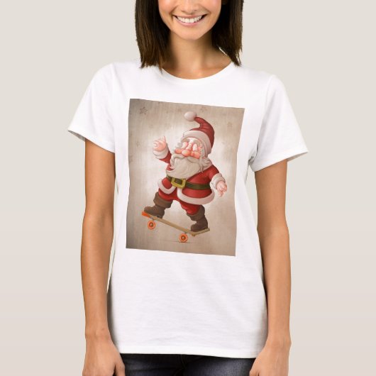 Sinterklaas op skateboard t-shirt (Voorkant)