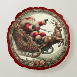 Sinterklaas op slee en rendier rond kussen