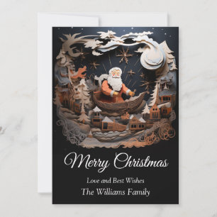 Sinterklaas op Sleigh in Sky 3D Vrolijk Kerstfeest Feestdagenkaart