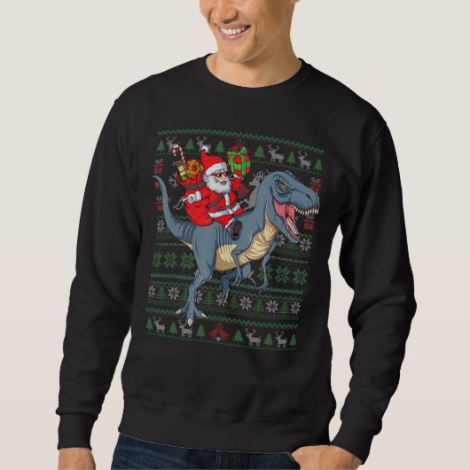 Sinterklaas op T Rex Ugly kerstSweater Funny Trui (Voorkant)