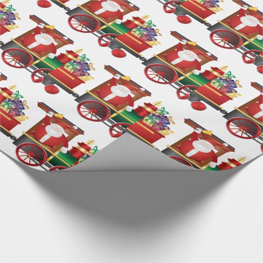 Sinterklaas op trein Cadeaus leveren Cadeaupapier (Hoek)