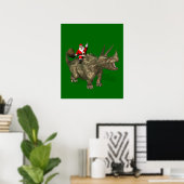 Sinterklaas op Triceratops Poster (Thuiskantoor)