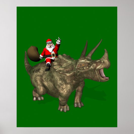 Sinterklaas op Triceratops Poster (Voorkant)