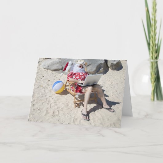 Sinterklaas op vakantie op het strand feestdagen kaart (Voorkant)