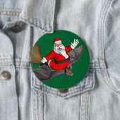 Sinterklaas op vliegende biet ronde button 4,0 cm (In situ)