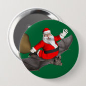 Sinterklaas op vliegende biet ronde button 4,0 cm (Voorkant /achterkant)