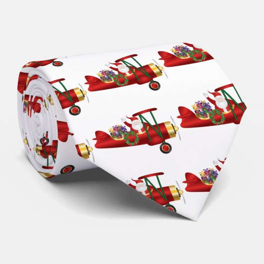 Sinterklaas op vliegtuig met Cadeaus Stropdas (Opgerold)