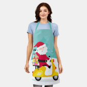 Sinterklaas op zijn brommer schort (Gedragen)