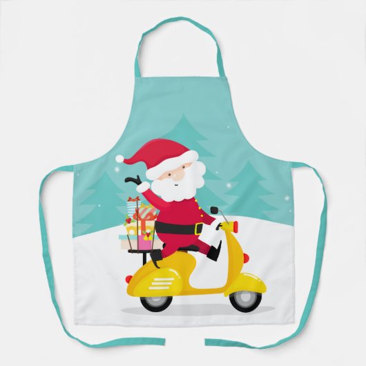 Sinterklaas op zijn brommer schort (Voorkant)