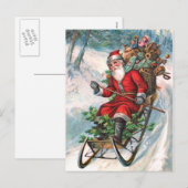 Sinterklaas over Sleigh Feestdagenkaart (Voorkant / Achterkant)