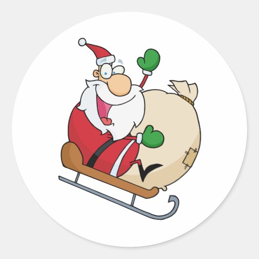 Sinterklaas over Sleigh Ronde Sticker (Voorkant)