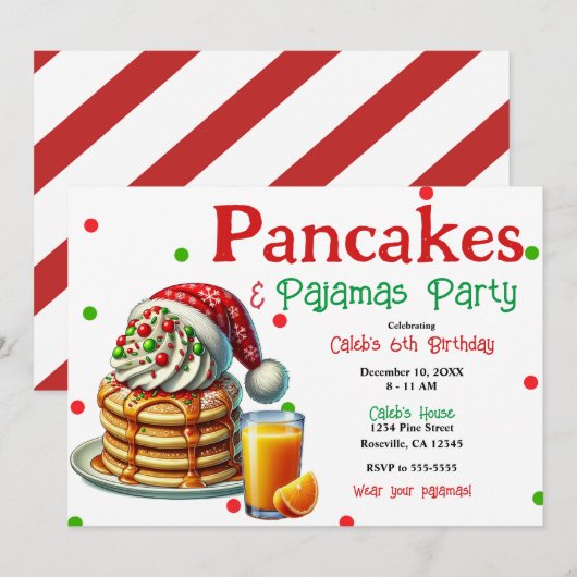 Sinterklaas Pannenkoeken & Pyjama Kerstmis PJ's Fe Kaart (Voorkant / Achterkant)