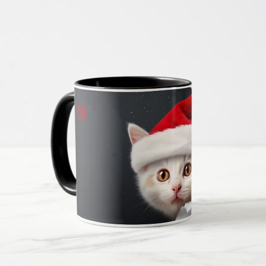 Sinterklaas Peeking Kat Gebarsten Muur Mok (Voorkant links)